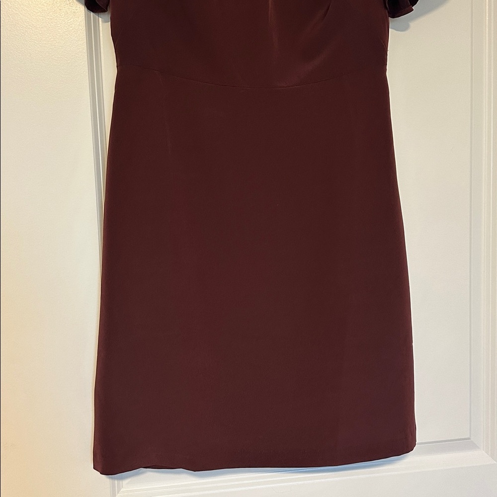 Ann Taylor Burgundy Short Flutter Sleeve Shift Dress Size 4P - Picture 6 of 8
